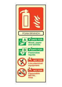 Foam branchpipe identification sign