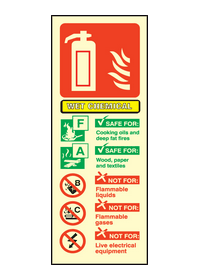 Wet chemical fire extinguisher ident sign