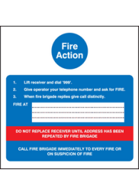 Fire action hotel sign