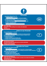 Multi lingual fire action sign