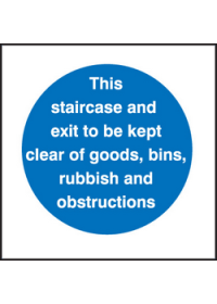 Staircase & exit keep clear sign