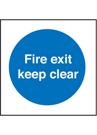 Fire exit keep clear sign