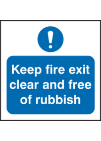 Keep fire exit clear and free of rubbish sign