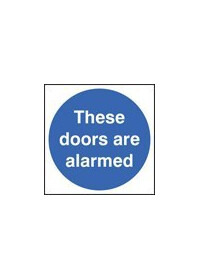 These doors are alarmed sign