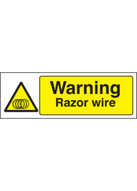 Warning razor wire sign