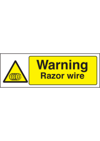 Warning razor wire sign