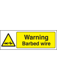 Warning barbed wire sign
