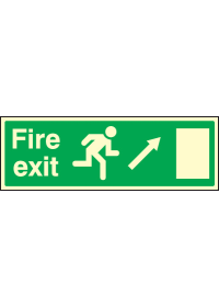 Fire exit up and right sign