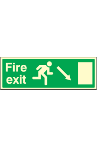 Fire exit down and right sign