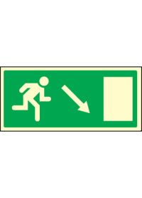 Fire exit down and right sign