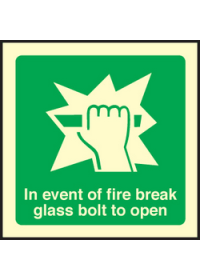 Break glass bolt to open sign