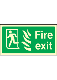 Fire exit left HTM sign