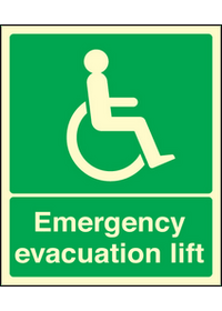 Emergency evacuation lift sign
