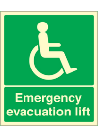 Emergency evacuation lift sign