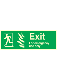 Emergency exit left HTM sign