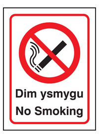 Welsh no smoking sign