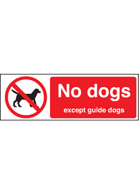 No dogs except guide dogs sign