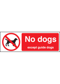 No dogs except guide dogs sign