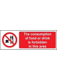 Consumption of food or drink is forbidden in this area sign