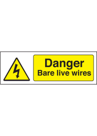 Danger bare live wires sign