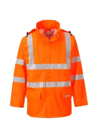 Orange flame retardent waterproof hi vis coat