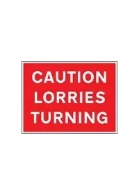 Caution lorries turning sign