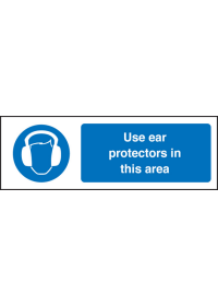 Use ear protectors in this area sign