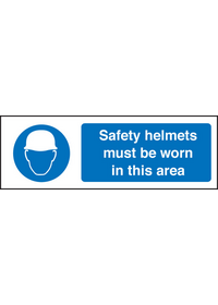 helmets must be worn in this area sign