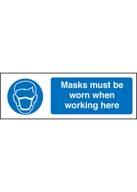 Masks must be worn when working here sign