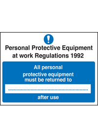 All PPE must be returned to sign