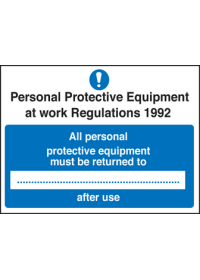 All PPE must be returned to sign