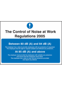 Noise at work regulations sign