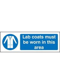 Lab coats must be worn in this area sign