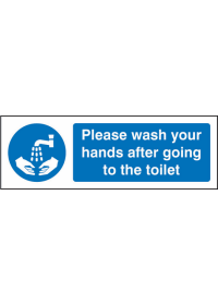 Please wash hands after going to toilet sign