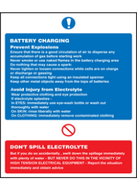 Battery charging precautions sign