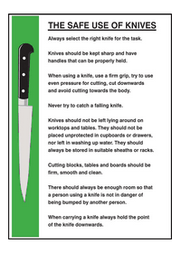Safe use of knives sign