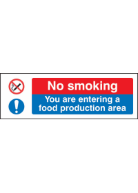 No smoking food production area sign