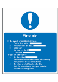First aid/accident/illness sign