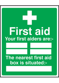 First aiders/nearest box sign