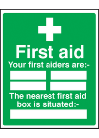 First aiders/nearest box sign