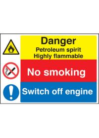 Petroleum spirit/switch off engine sign