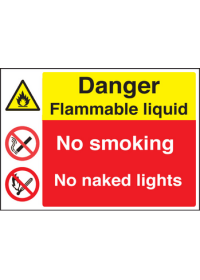 Flammable liquid/no smoking/naked lights sign