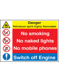 Petroleum spirit highly Flammable sign