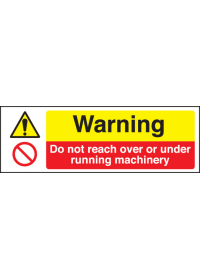 Do not reach over/under running machine sign