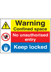 Warning confined space/keep locked sign
