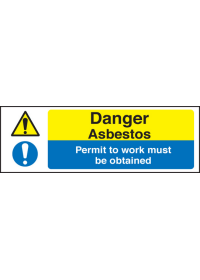 Danger asbestos/permit to work obtained sign