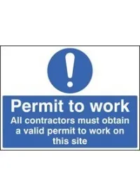 Permit to work sign