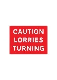 Caution lorries turning sign