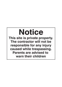 Notice this site is private property sign