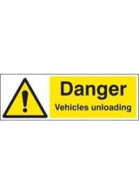 Danger vehicles unloading sign